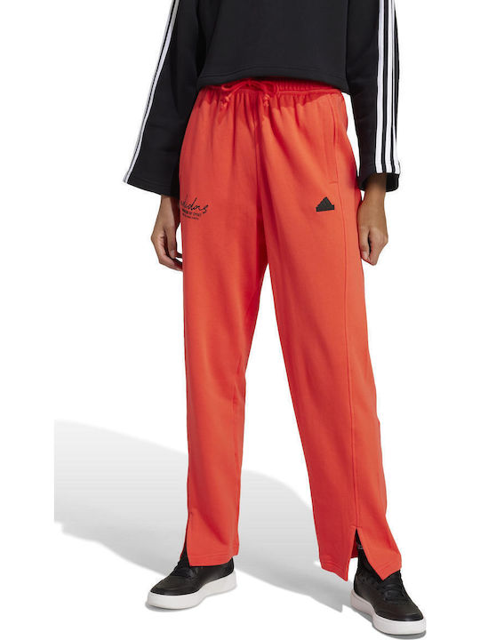 adidas Signature Graphic Embroidery French Terry Παντελόνι Φόρμας Orange
