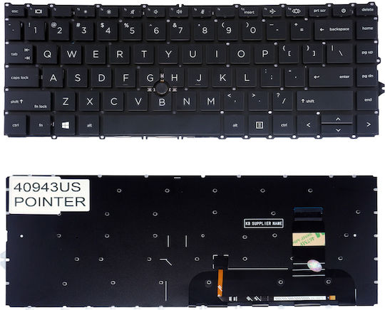 Laptop Keyboard for HP EliteBook 840 G7 840 G8 845 G7 745 G7 745 G8 HPM19F86GB6930 M07090-031 M14635-031 M51616-031 M36312-031 US No Frame Pointer Black Code 40943USPointer