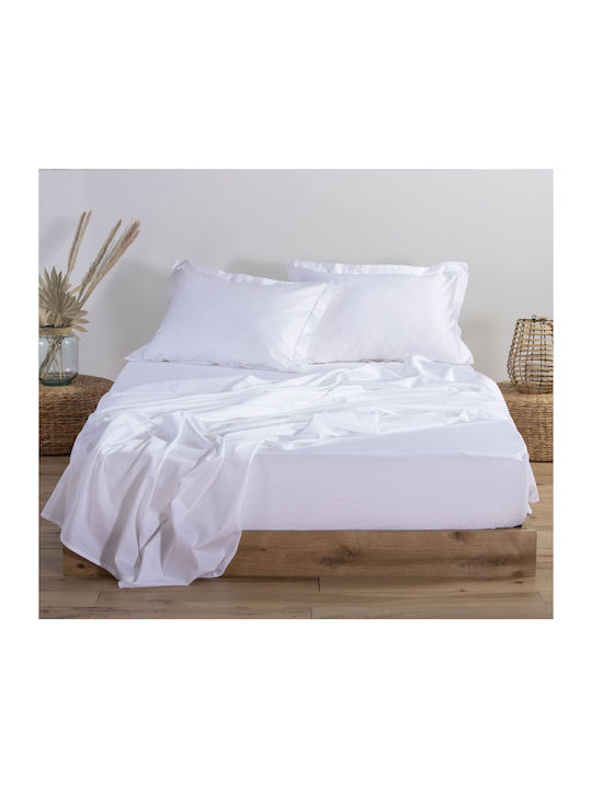 Nef-Nef Homeware Elements 24 Σεντόνι King Size με Λάστιχο 180x200+35εκ. White