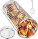 Cylindrical Barbecue Basket Zola Stainless Steel Very High Temperature Resistant 30x9.5 Cm Silver