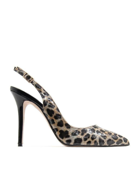 Mourtzi Synthetic Leather Multicolour Heels Animal Print