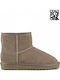 Leather Women's Ankle Boots with Fur Brown