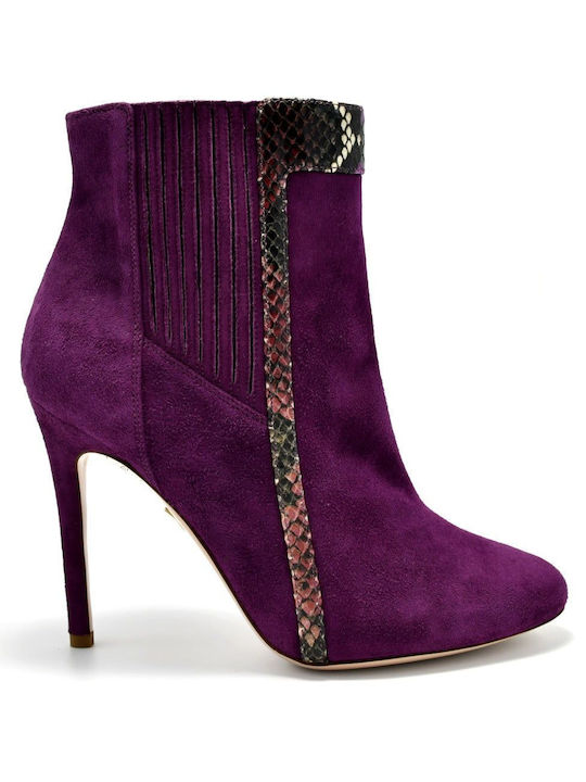 Violavinca Leather Women's Ankle Boots Purple