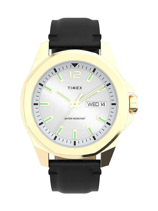 Timex Essex Ανδρικό Ρολόι Μπαταρίας με Μαύρο Δερμάτινο Λουράκι