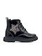 Ricco Mondo Kids Patent Leather Military Boots Black