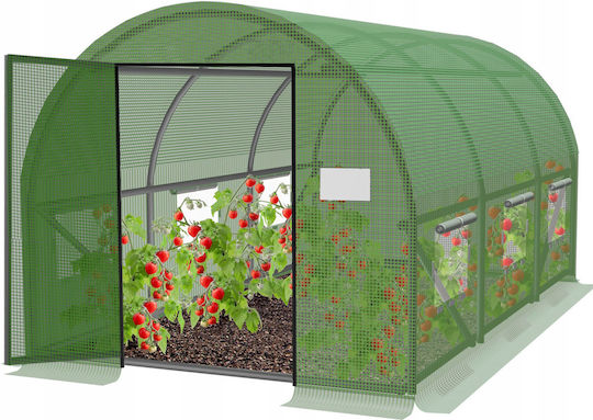 Seră de Grădină Tip Tunel Cadru Metalic 300x200cm Verde 6mp Cadru Ușă