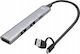 i-tec Hub 4 Θυρών USB 3.0 με σύνδεση USB-A / USB-C Ασημί
