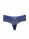 Women's String with Lace Blue