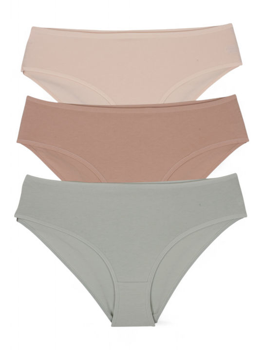Βαμβακερά Ψηλόμεσα Γυναικεία Slip 3Pack Πολύχρωμο