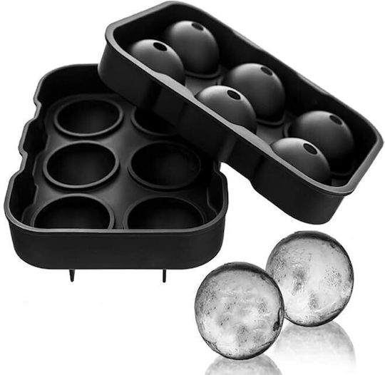 Zola Round Silicone Ice Cube Tray 6 Slots Black