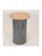Rundes Beistelltisch Aus Holz Natürliche Farbe Schwarz M35xB35xH51cm