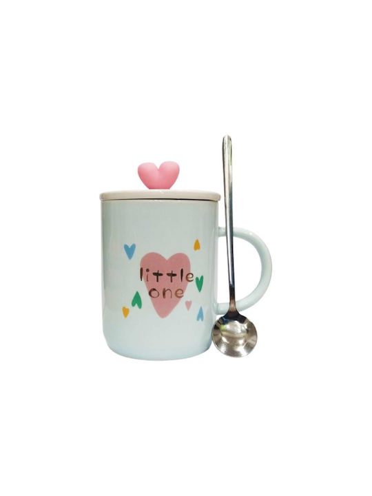 Keramiktasse "Zwei Herzen" Inox-Deckel Original Löffel 480ml Etoile Lm-619b