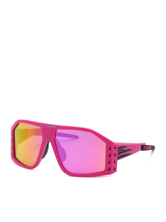Philipp Plein Unisex Sunglasses with Pink Plastic Frame and Pink Mirror Lens SSP002 6YLR