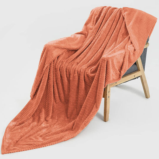 TnS Popcorn Κουβέρτα Βελουτέ Διπλή 200x220εκ. Salmon