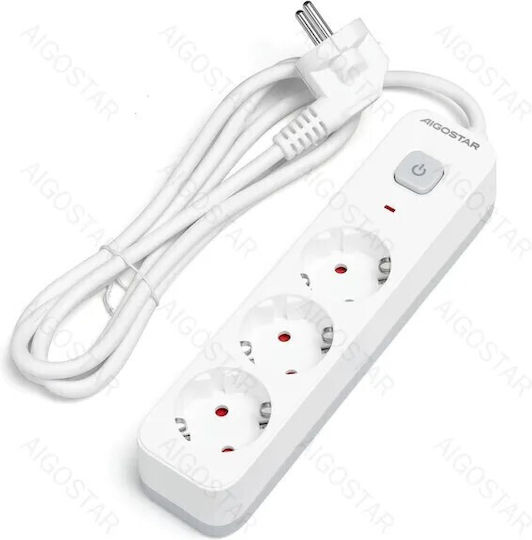 Aigostar Power Strip with Surge Protection 3 Positions with Switch and Cable 5m Gray