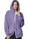 Long Women's Sweatshirt Jacket Hooded Purple
