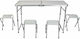 Metal Table Set for Camping Folding in Case 120x71x60cm White