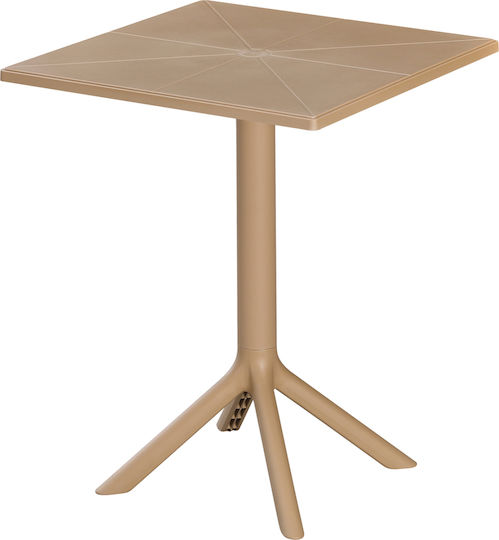 Catering Table for Small Outdoor Spaces Made of Polypropylene Foldable Terrin Cappuccino 60.5x60.5x75cm