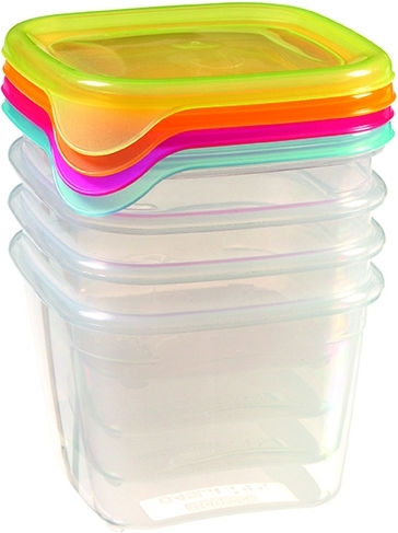 Lebensmittelbehälter-Set 4 Stück Quadratisch 4x0,45l Fresh&go Mix