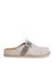 Leather Winter Women's Slippers Beige
