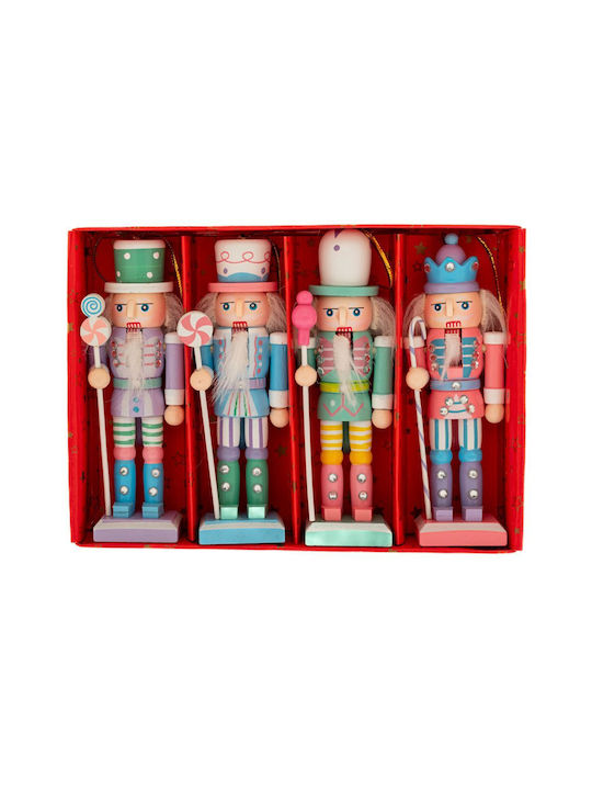 Set Ornamente Spargători de Nuci din Lemn Multicolore 4 Bucăți