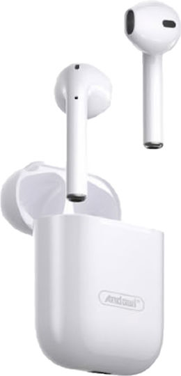 Andowl BQS12 In-ear Bluetooth Handsfree Earphones with Charging Case White