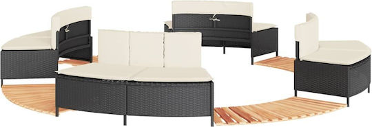 Jacuzzi-Rahmen Schwarz Synthetisches Rattan + Massives Akazienholz Schwarz 3270638