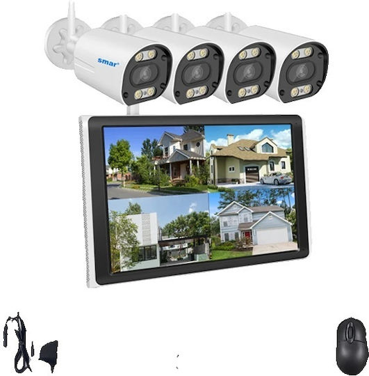 Smar Wifi Security System 10.1 Inch Lcd Monitor 8ch 4 Cameras 8ch Nvr 4 Cam None