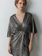 Rochie Mini De Seara Wrap-Around Argintie