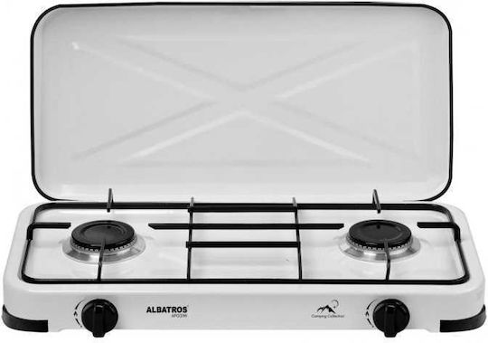 Albatros Liquid Gas Countertop Double Burner White