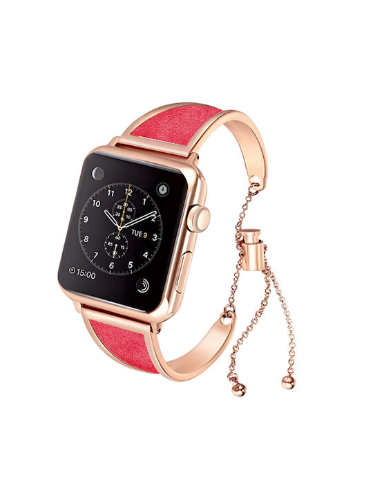 LW-372 Edelstahlarmband gold+rot (Apple Watch 3...