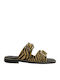 Leather Women's Flat Sandals Brown 145+Zebra Leather