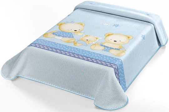Belpla Одеяло Испания Детски пелени за пелени Велур Синьо Sky Blue 80x110см.