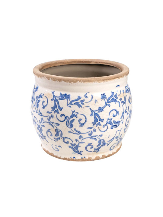 Romimex Flower Pot 25x25cm Blue White