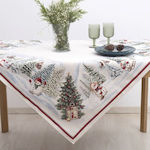 Dimeco Christmas Tablecloth Fabric Gray L140xW1...