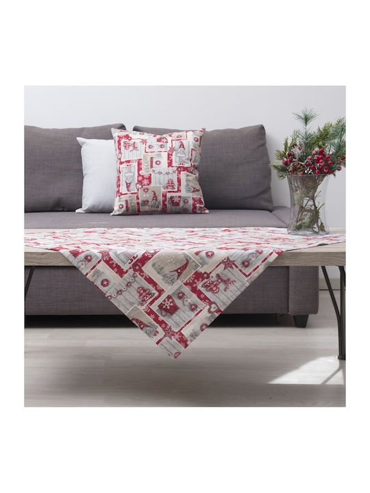 Dimeco Christmas Tablecloth Square Fabric Red L85xW85cm.