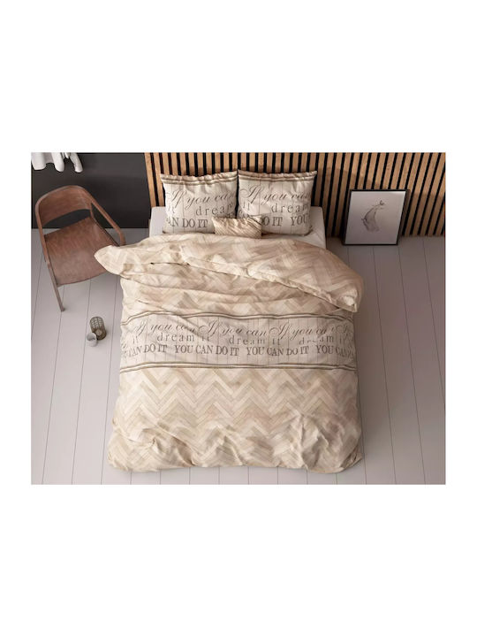 Sleeptime Bettbezug-Set Übergröße mit 2 Kissenbezügen 240x220 Beige
