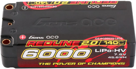 2.0 Series Μπαταρία Li-Po 7.6V 6000mAh 140C 2S XT60 για Τηλεκατευθυνόμενο 2τμχ