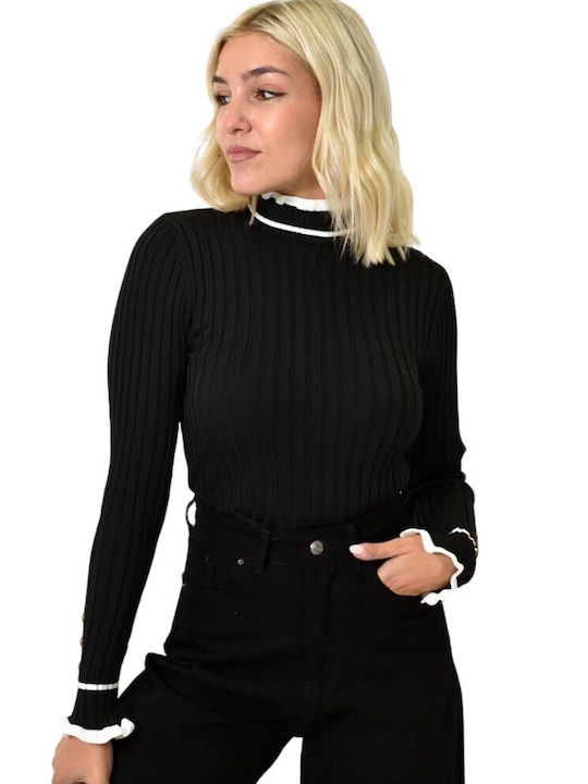 Potre Women's Blouse Turtleneck Black