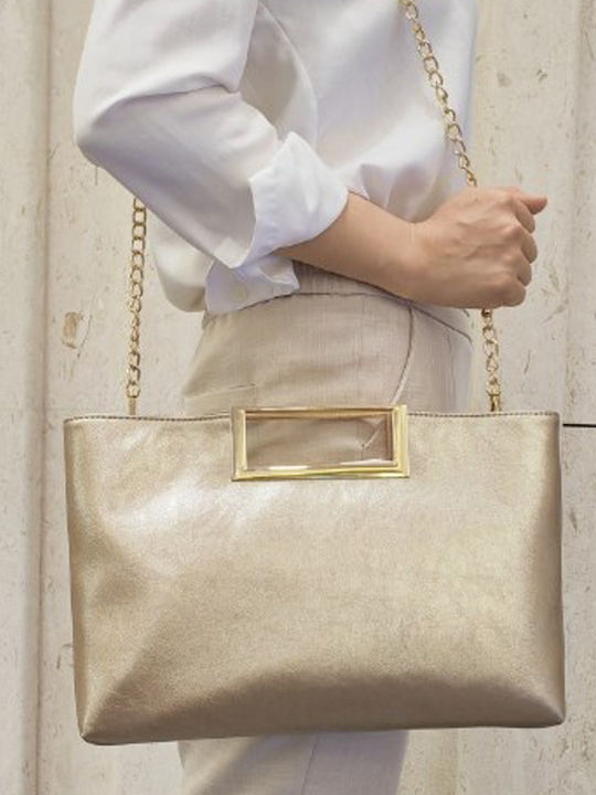 Quadratische Goldene Handtasche