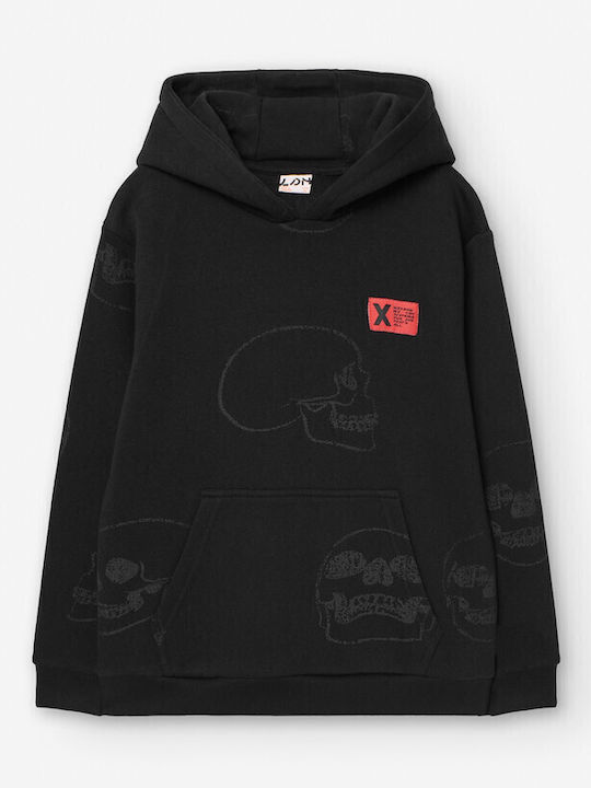 Kids Sweatshirt with Hood and Pockets Black