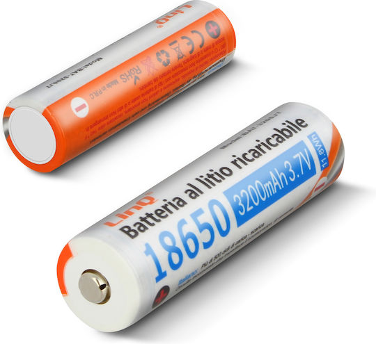 2 Batteries 18650 Lithium 3200mAh 3.7V Rechargeable Standard Head 3200jt Linq
