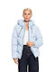 Women's Short Lifestyle Jacket for Winter with Hood Sky Blue