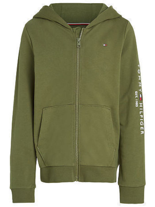 Kids Sweatshirt Cardigan with Hood Green Essential