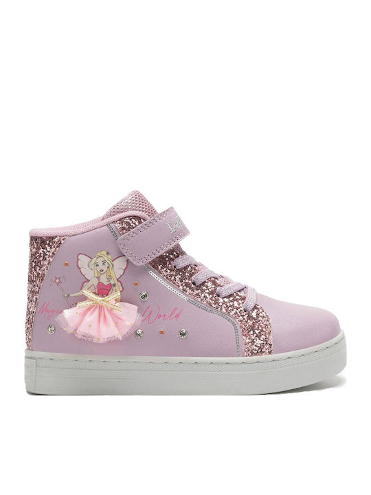 Mille Stelle Kids Sneakers High with Scratch & Lights Pink