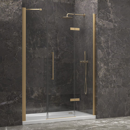 Karag Tinos 600 Divider de verandă Duș cu Cu balamale Ușă 170x200cm Sticlă transparentă Oro