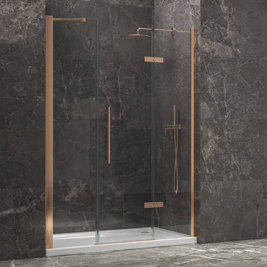 Karag Tinos 600 Roz Divider De Verandă Duș Cu Ușă Cu Balamale 170x200cm Sticlă Transparentă Oro