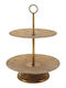 Marhome Metallic Round Decorative Tray 35x35x48.5cm