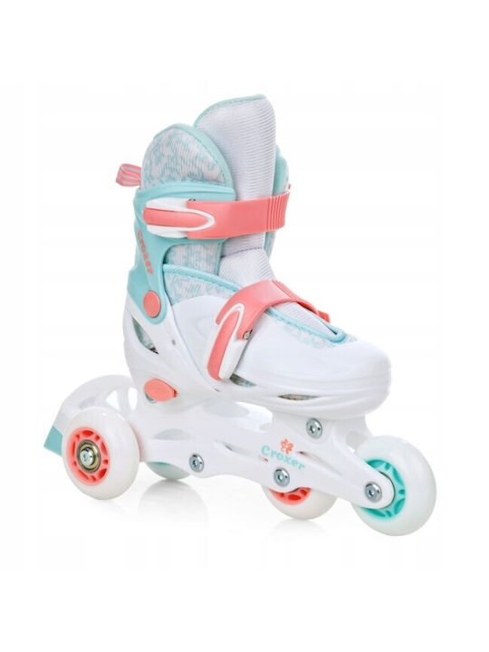 Adjustable Croxer Inez Led 3in1 Roller Skates White Turquoise M 34-37