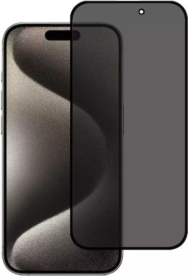 Techwave 5D Пълно лепило Поверителност Закалено стъкло за цялото лице Черен (iPhone 16)